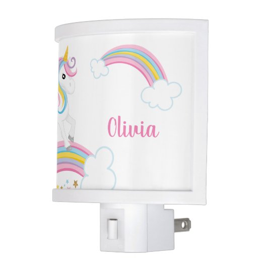 Magical Rainbow Unicorn Personalized Night Light (Left)