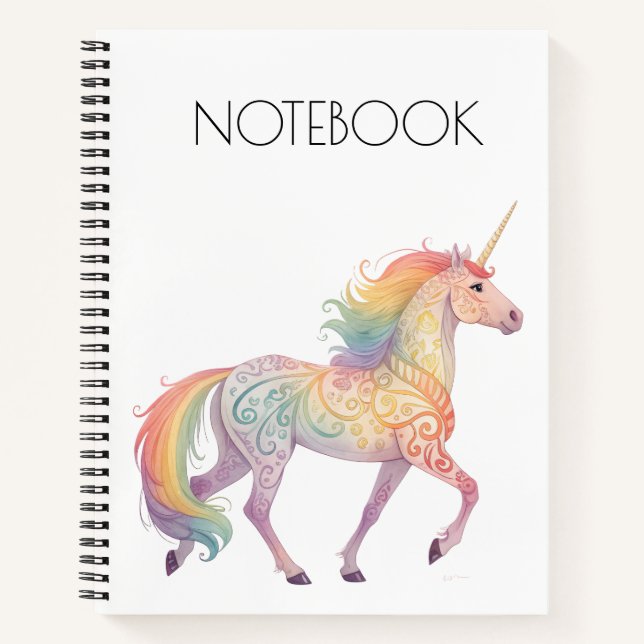 Magical Rainbow Unicorn  Personalized  Notebook (Front)