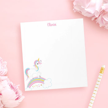 Magical Rainbow Unicorn Personalized Notepad by printcreekstudio at Zazzle