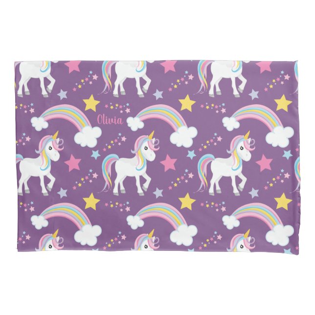 Magical Rainbow Unicorn Personalized Pillow Case (Front)