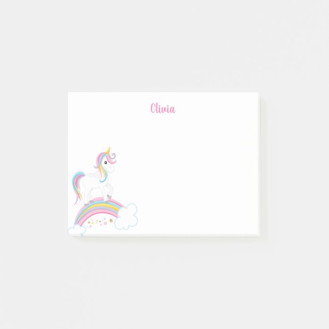 Magical Rainbow Unicorn Personalized Post-it Notes (Front)