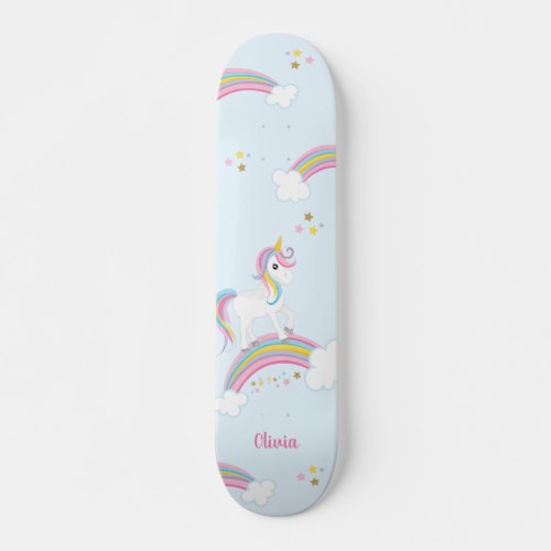 Magical Rainbow Unicorn Personalized Skateboard