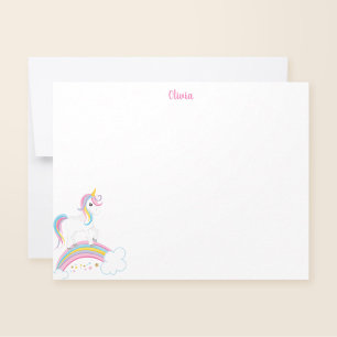 Magical Rainbow Unicorn Personalized Stationery Note Card