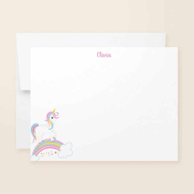 Magical Rainbow Unicorn Personalized Stationery Note Card (Creator Uploaded)