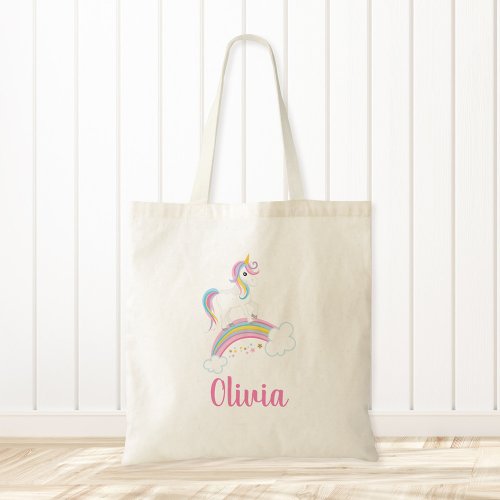 Magical Rainbow Unicorn Personalized Tote Bag