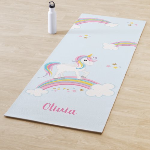 Magical Rainbow Unicorn Personalized Yoga Mat