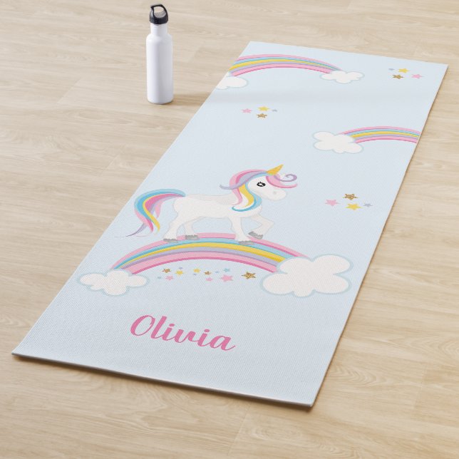 Magical Rainbow Unicorn Personalized Yoga Mat (In Situ)