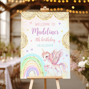 Magical Rainbow Unicorn Pink Gold Birthday Party Foam Board