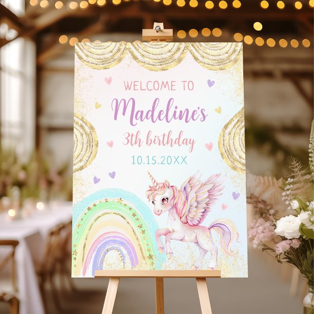 Magical Rainbow Unicorn Pink Gold Birthday Party Foam Board (Creator Uploaded)