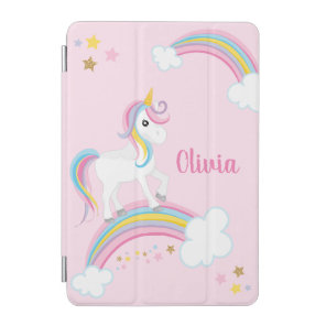 Magical Rainbow Unicorn Pink Personalized iPad Mini Cover