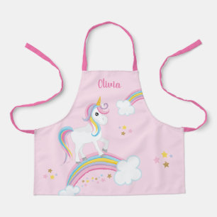 Magical Rainbow Unicorn Pink Personalized Kids Apron