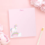 Magical Rainbow Unicorn Pink Personalized Notepad at Zazzle