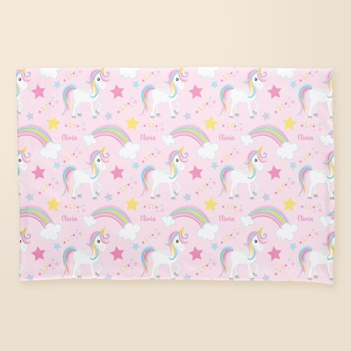 Magical Rainbow Unicorn Pink Personalized Pillow Case