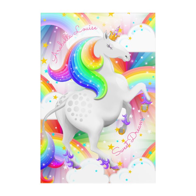 Magical Rainbow Unicorn Princess Acrylic Print (Front)