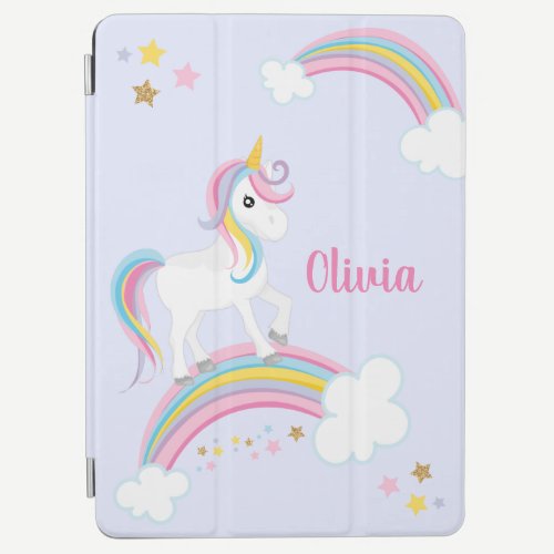 Magical Rainbow Unicorn Purple Personalized iPad Air Cover