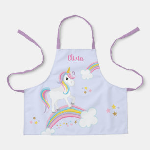 Magical Rainbow Unicorn Purple Personalized Kids Apron