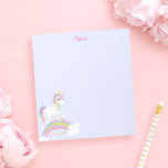 Magical Rainbow Unicorn Purple Personalized Notepad<br><div class="desc">Cute unicorn notepad with stars and a rainbow on a light purple background. Personalize with her name to make a fun gift for a girl!</div>