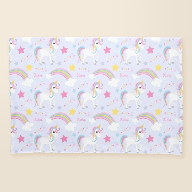 Magical Rainbow Unicorn Purple Personalized Pillow Case (Creator Uploaded)