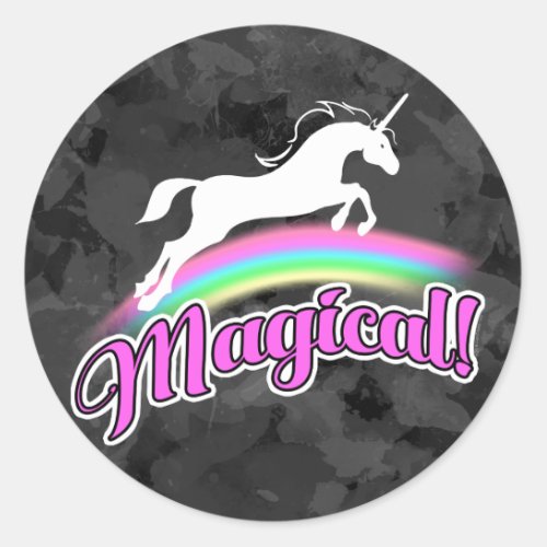 Magical Rainbow Unicorn Retro 80s Classic Round Sticker
