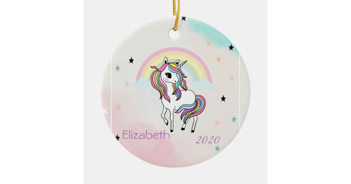 Magical Rainbow Unicorn Stars Ceramic Ornament | Zazzle