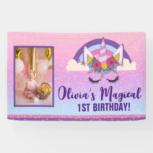 Magical Rainbow Unicorn Theme Birthday Banner
