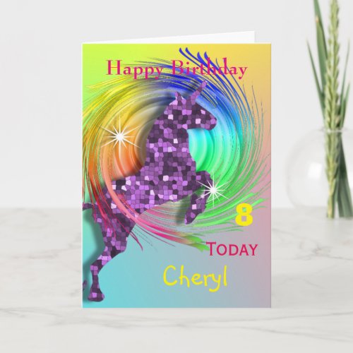 Magical Rainbow Unicorn Themed  Happy Birthday Card