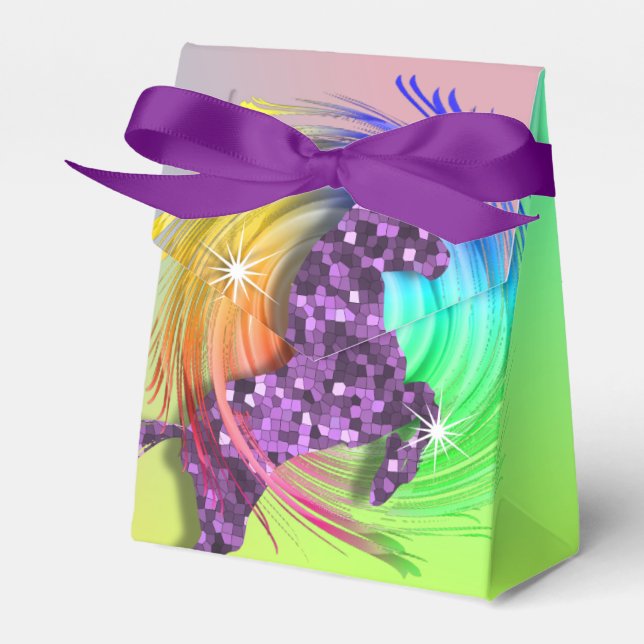 Magical Rainbow Unicorn Themed Party Favor Boxes (Front Side)