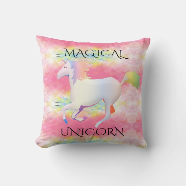 Magical Rainbow unicorn  throw pillow. Pillow (Front)