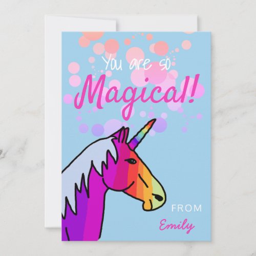 Magical Rainbow Unicorn Valentines day Card