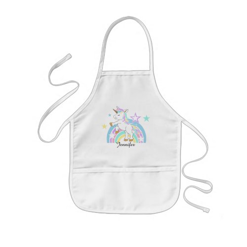 Magical Rainbow  Unicorn with DIY Name Kids Apron