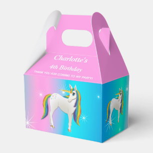 Magical Rainbow Unicorn with sparkling stars Favor Boxes