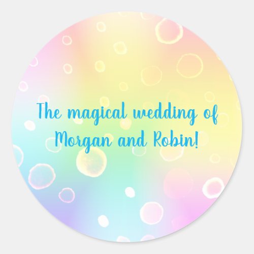 Magical Rainbow Wedding Classic Round Sticker