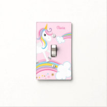 Magical Rainbows Unicorn Pink Personalized Light Switch Cover