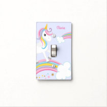 Magical Rainbows Unicorn Purple Personalized Light Switch Cover