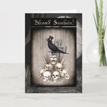 Magical Raven And Skulls Samhain Card by xgdesignsnyc at Zazzle
