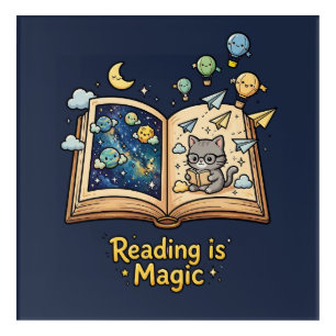 Magical Reading Adventure - Kawaii Bookish Design Acrylic Print