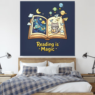 Magical Reading Adventure - Kawaii Bookish Design Canvas Print