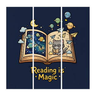 Magical Reading Adventure - Kawaii Bookish Design Triptych