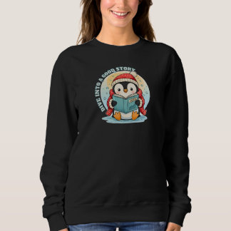 Magical Reading Penguin Winter Tale Cozy Apparel Sweatshirt