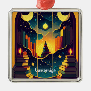 Magical Realm Of Books Metal Ornament