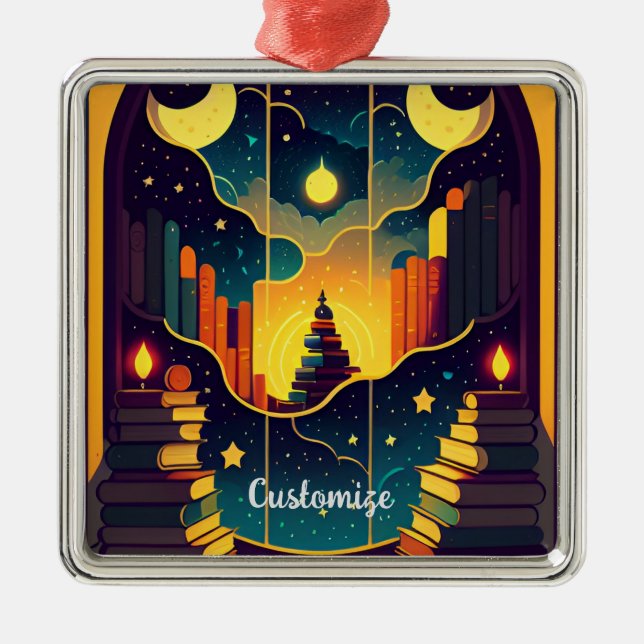 Magical Realm Of Books Metal Ornament (Front)