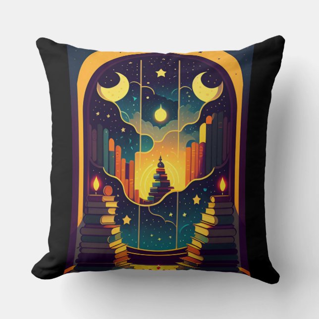 Magical Realm Of Books Throw Pillow (Front)