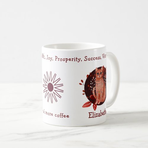 Magical Red Cat And Plants Funny And Positive Coffee Mug