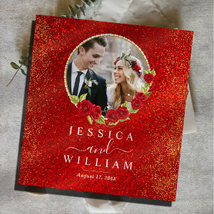 Magical Red Gold Elegant Wedding Photo Album 3 Rin 3 Ring Binder