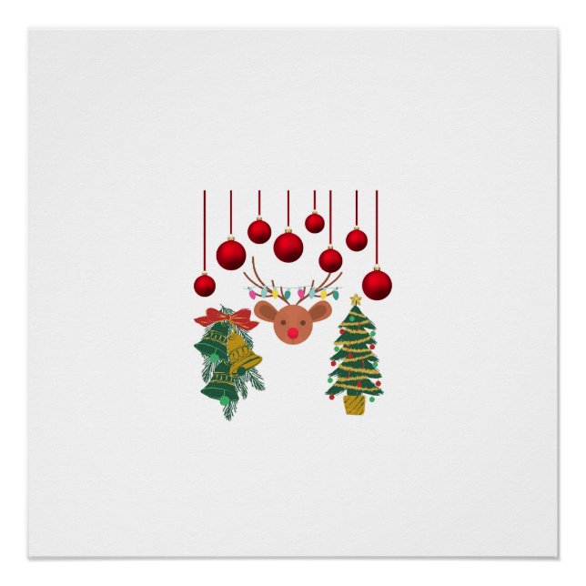 Magical Reindeer Bells and Christmas Tree Design  Poster (Front)