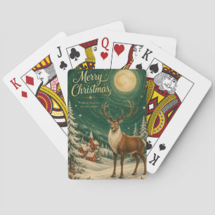 Magical Reindeer Winter Moonlight Poker Cards