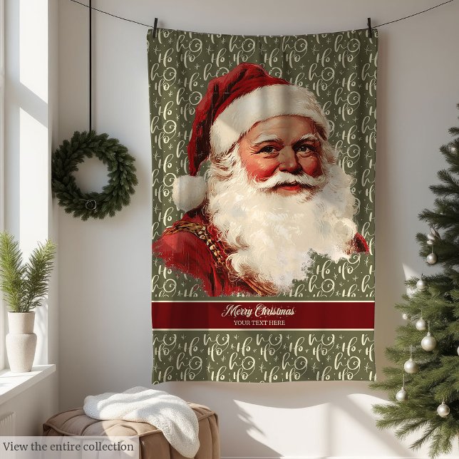 Magical Retro Santa Claus Throw for Holiday Charm Fleece Blanket (Magical Retro Santa Claus Throw for Holiday Charm)