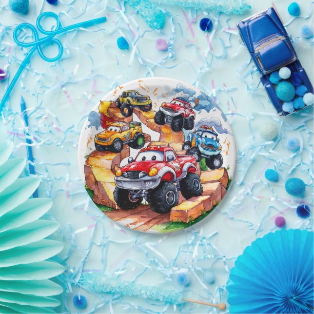 Magical Road Monster Truck Birthday Paper Plates (Party)