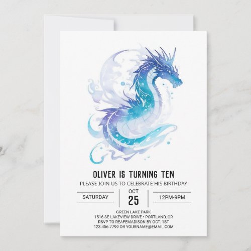 Magical Roaring Fun Dragon Birthday Invitation