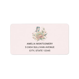 Magical Rose and Butterfly Pastel Colors Address Label